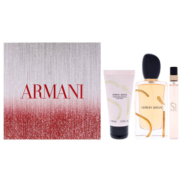 Giorgio Armani Si by Giorgio Armani for Women - 3 Pc Gift Set 3.3oz EDP Spray (Refillable), 0.33oz EDP Spray, 1.6oz Body Lotion