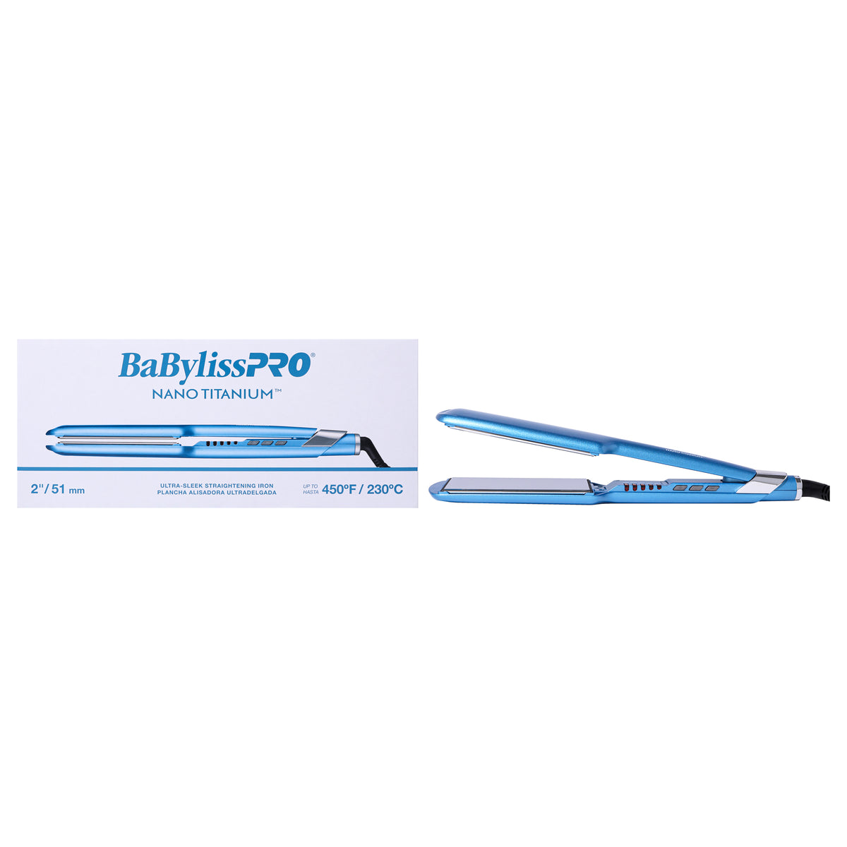 Nano Titanium Ultra-Sleek Straightening Iron - BNT134T - Blue by BaBylissPRO for Unisex - 2 Inch Flat Iron