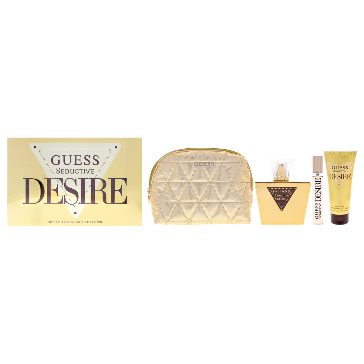 Guess Seductive Desire by Guess for Women - 4 Pc Gift Set 2.5oz EDT Spray, 0.5oz EDT Spray, 3.4oz Body Lotion, Pouch