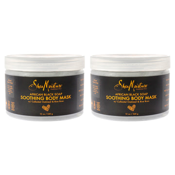 African Black Soap Soothing Body Mask - Pack of 2 by Shea Moisture for Unisex - 12 oz Mask