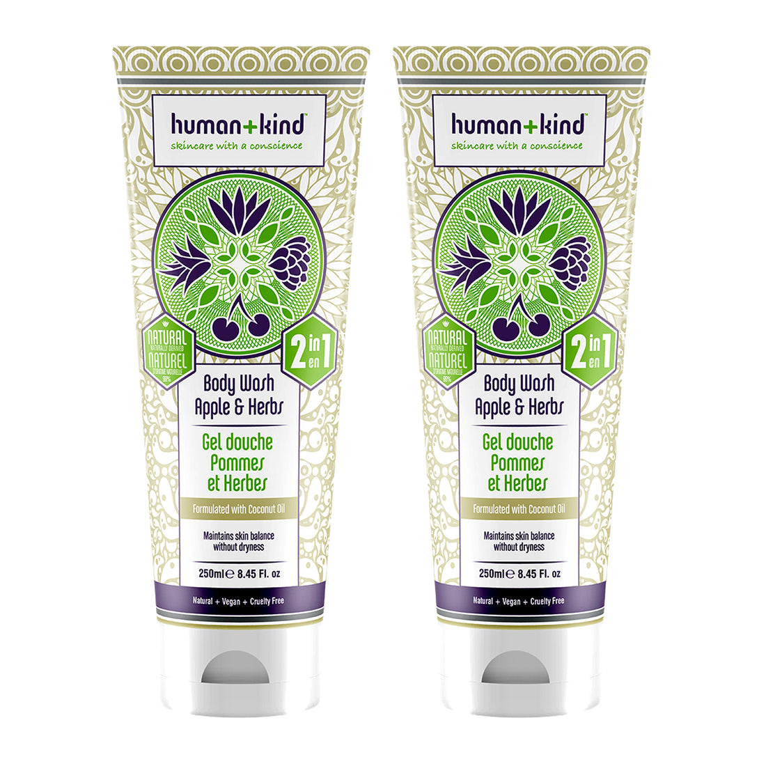 Body Wash - Apple and Herbs - Pack of 2 by Human+Kind for Unisex - 8.45 oz Body Wash