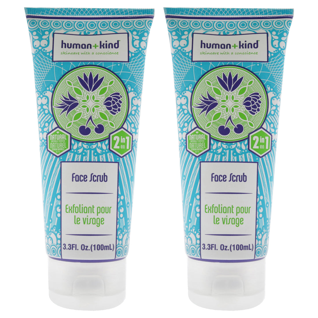 Face Scrub - Pack of 2 by Human+Kind for Unisex - 3.3 oz Scrub