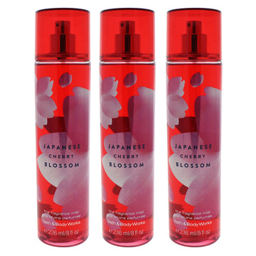 Japanese Cherry Blossom by Bath and Body Works for Women - 8 oz  Fragrance Mist - Pack of 3