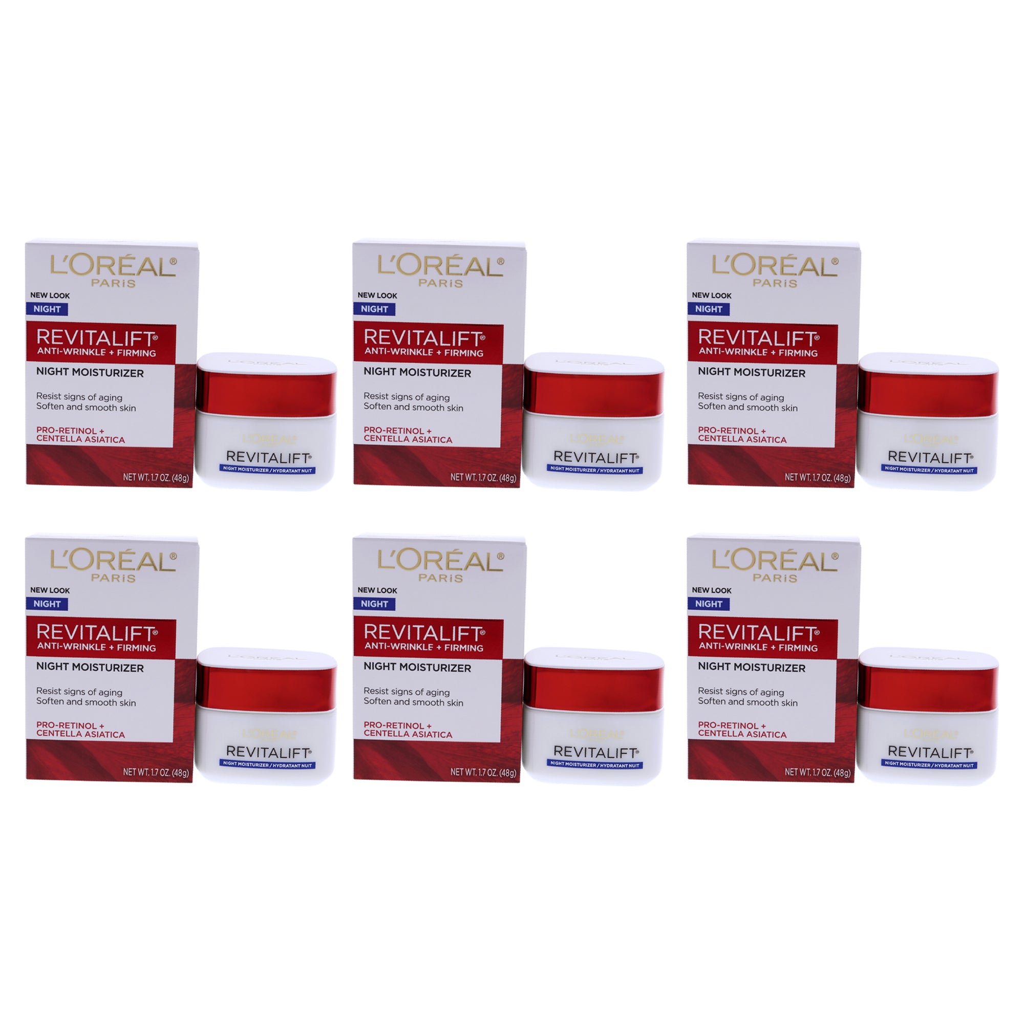 Revitalift Anti-Wrinkle and Firming Moisturizer by LOreal Paris for Unisex - 1.7 oz Cream - Pack of 6