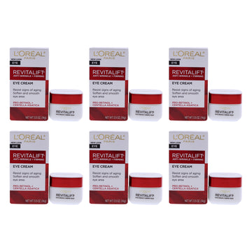 Revitalift Anti-Wrinkle and Firming Eye Treatment by LOreal Paris for Unisex - 0.5 oz Cream - Pack of 6
