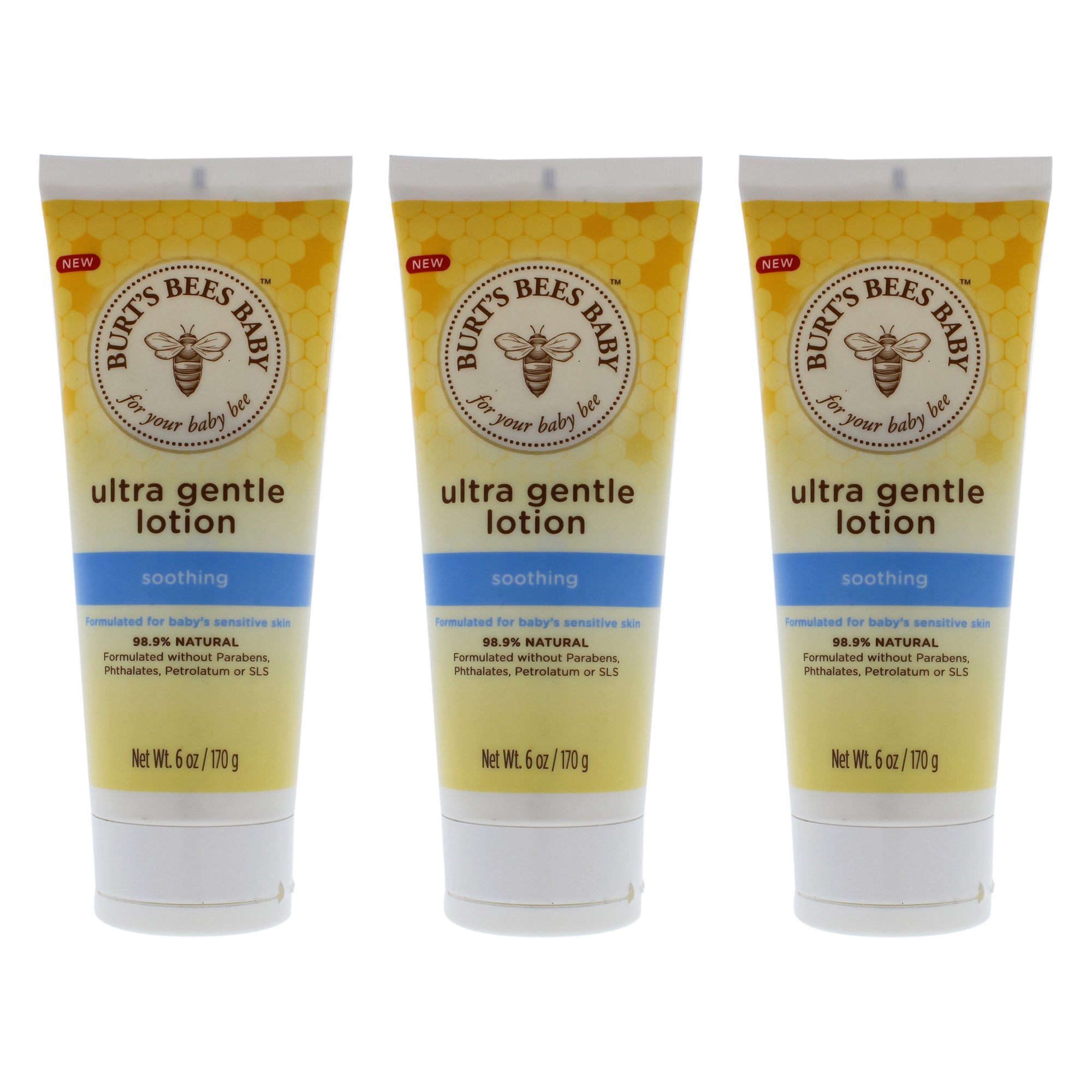 Baby Ultra Gentle Lotion by Burts Bees for Kids - 6 oz Body Lotion - Pack of 3