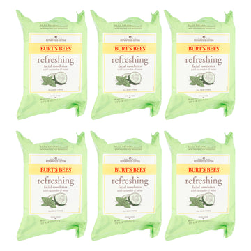 Facial Cleansing Towelettes - Cucumber and Sage by Burts Bees for Unisex - 30 Count Towelettes - Pack of 6