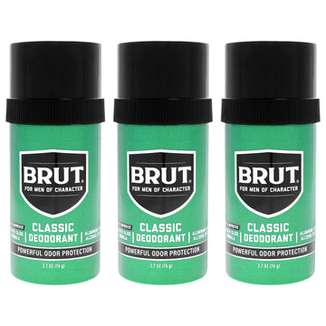 Brut by Faberge Co. for Men - 2.5 oz Deodorant Stick - Pack of 3