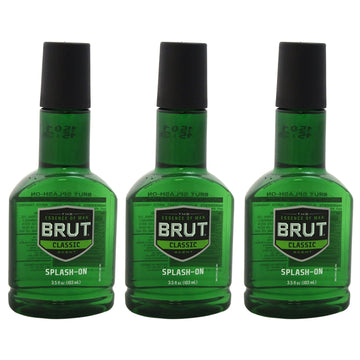 Classic Splash-On Original Fragrance by Brut for Men - 3.5 oz After Shave - Pack of 3