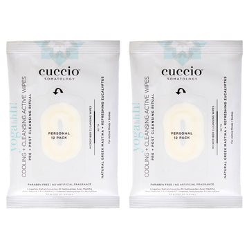 Somatology Yogahh Cooling Plus Cleansing Wipes by Cuccio Somatology for Unisex - 12 Count Wipes - Pack of 2