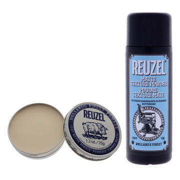 Clay Matte Pomade and Matte Texture Powder Kit by Reuzel for Men - 2 Pc Kit 1.3 oz Pomade, 0.53 oz Powder