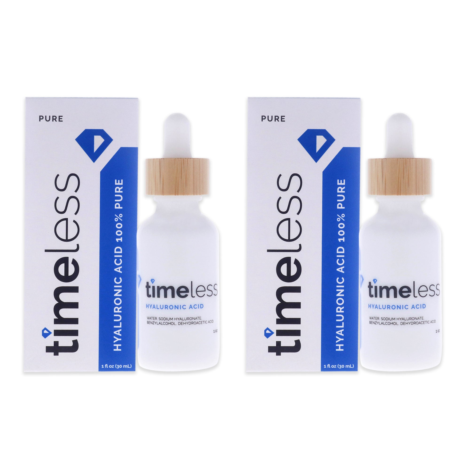 Hyaluronic Acid 100 Percent Pure Serum by Timeless for Unisex - 1 oz Serum - Pack of 2
