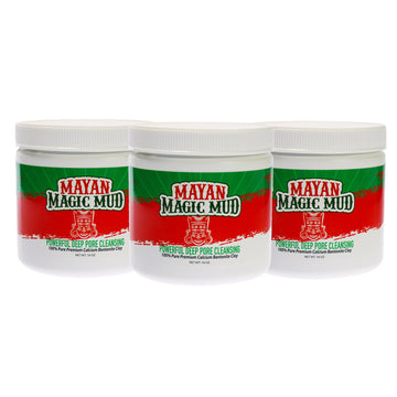 Powerful Deep Pore Cleansing Clay by Mayan Magic Mud for Unisex - 16 oz Cleanser - Pack of 3