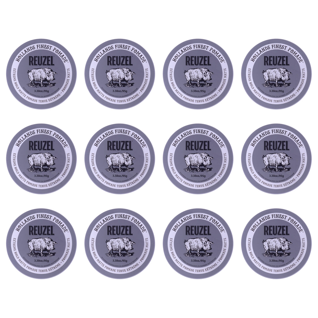 Extreme Hold Matte Pomade by Reuzel for Unisex - 4 oz Pomade - Pack of 12