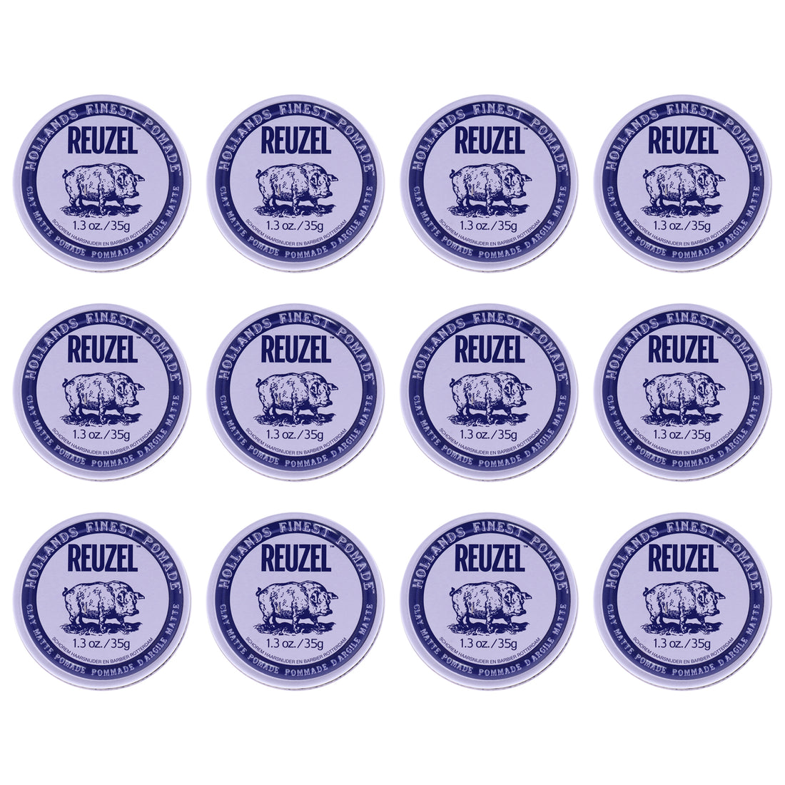 Clay Matte Pomade by Reuzel for Men - 1.3 oz Pomade - Pack of 12