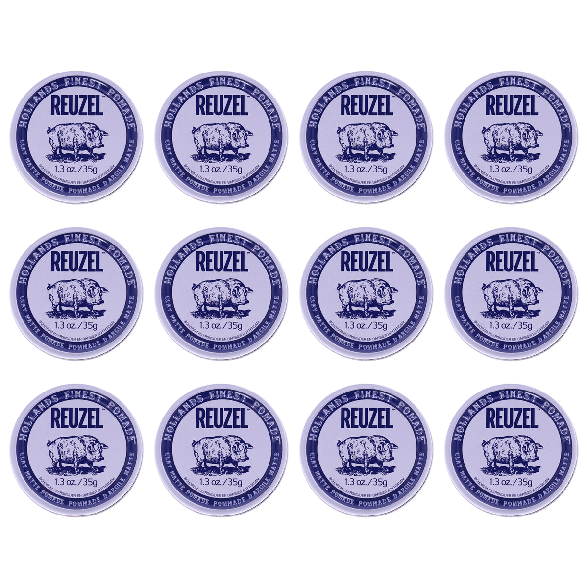 Clay Matte Pomade by Reuzel for Men - 1.3 oz Pomade - Pack of 12