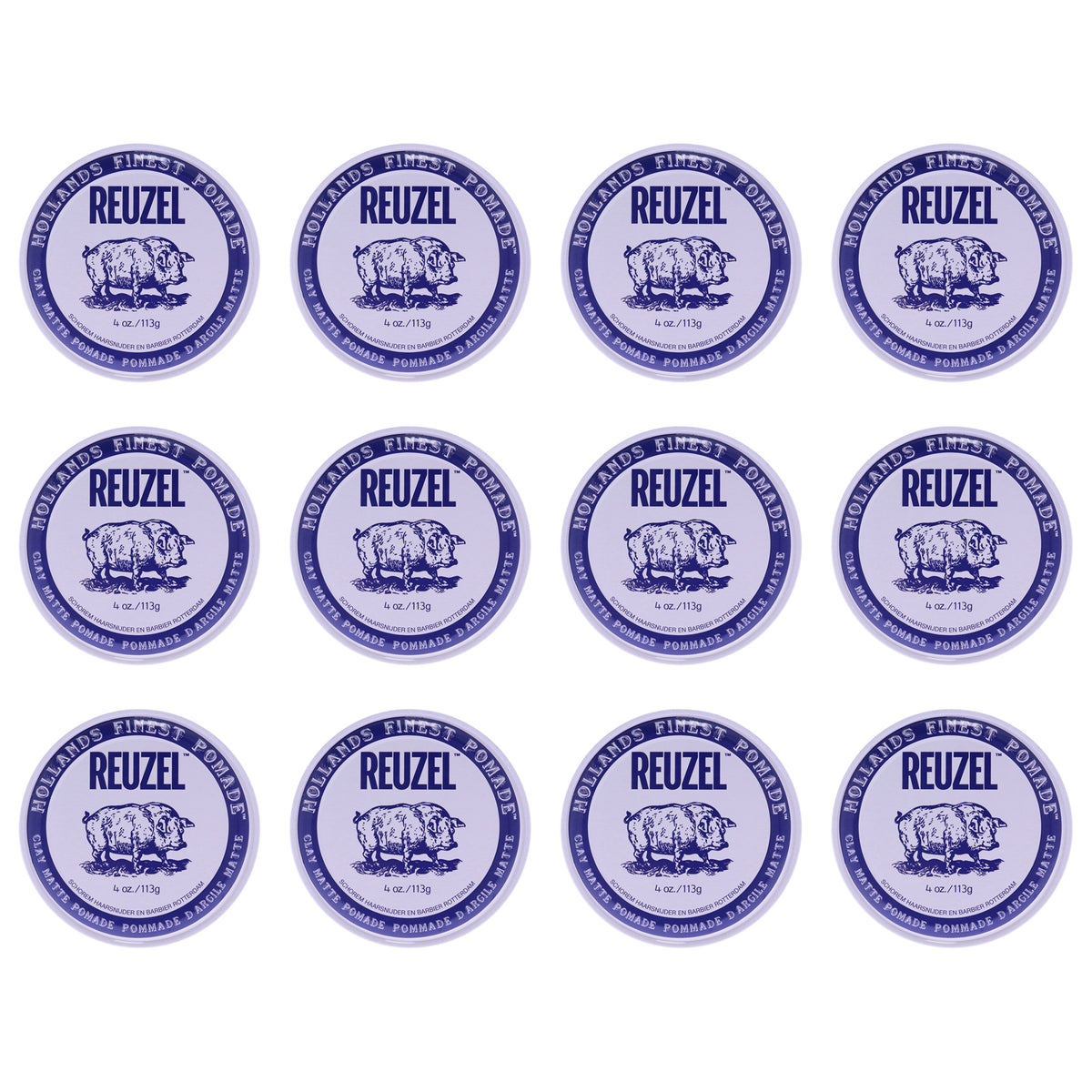 Clay Matte Pomade by Reuzel for Men - 4 oz Pomade - Pack of 12