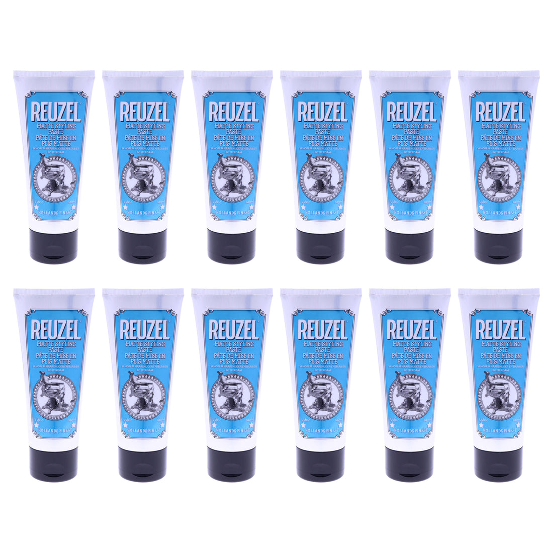 Matte Styling Paste by Reuzel for Men - 3.38 oz Paste - Pack of 12