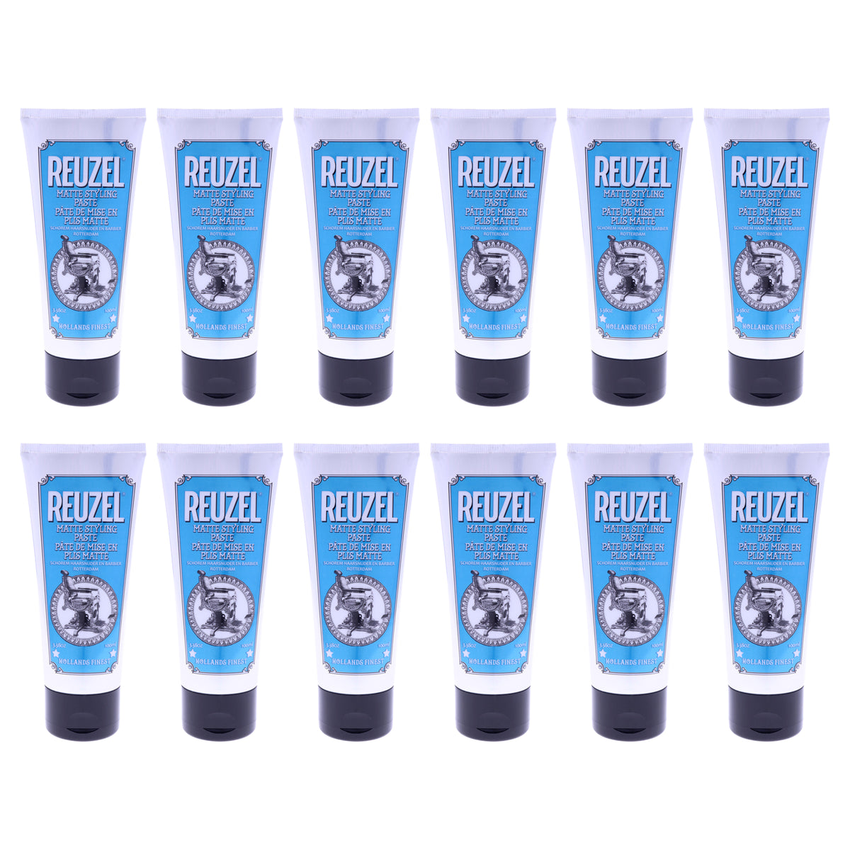 Matte Styling Paste by Reuzel for Men - 3.38 oz Paste - Pack of 12