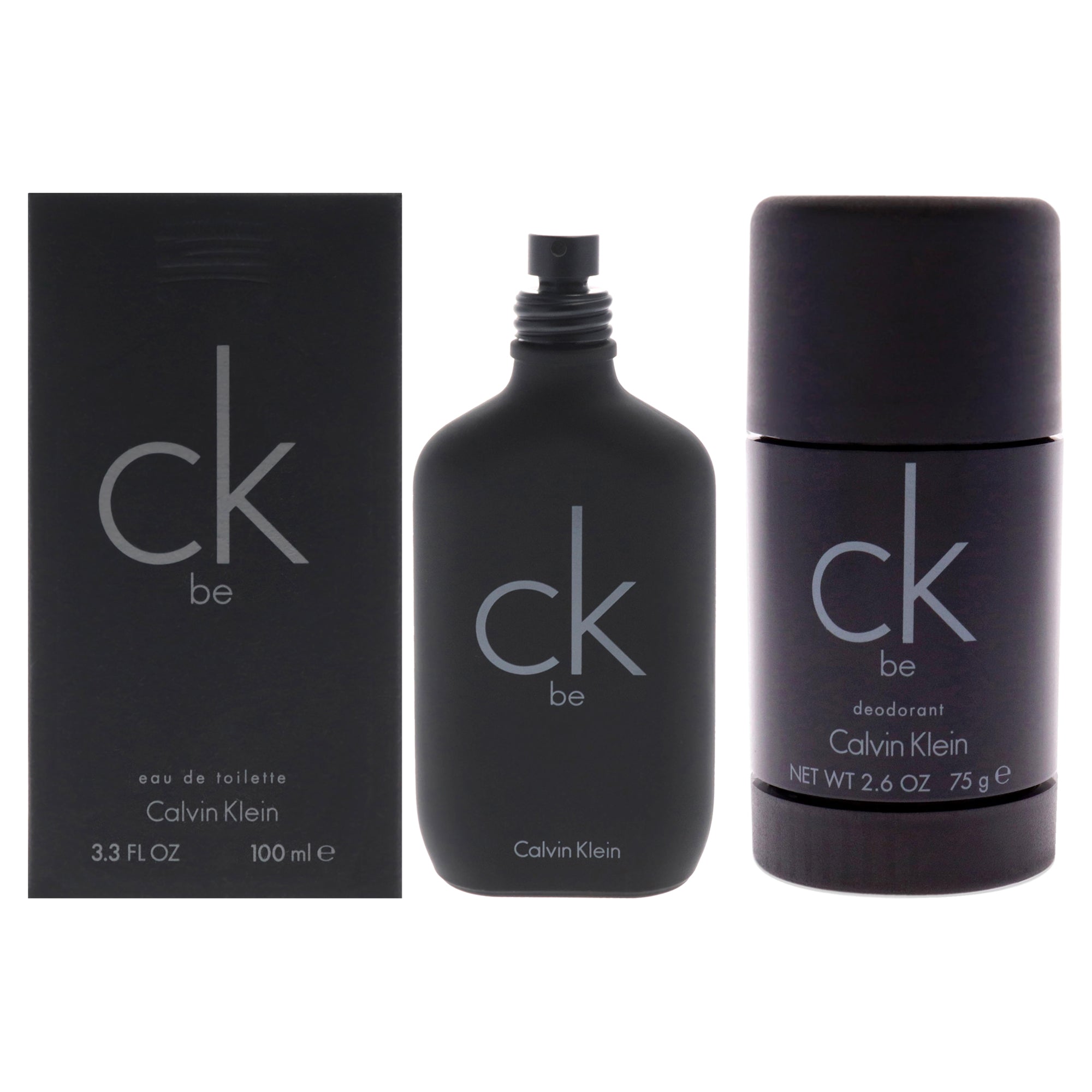 CK Be Kit by Calvin Klein for Unisex - 2 Pc Kit 3.3oz EDT Spray, 2.6oz Deodorant Stick