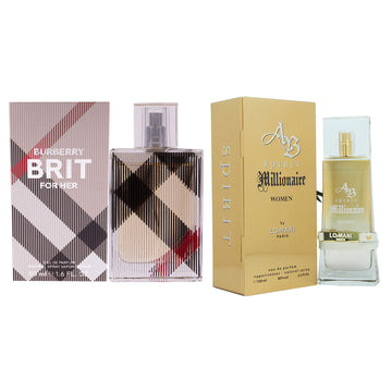 AB Spirit Millionaire and Burberry Brit Kit by Various Designers for Women - 2 Pc Kit 3.3oz EDP Spray, 1.6oz EDP Spray