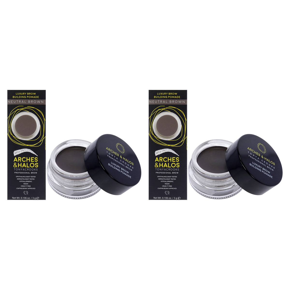 Luxury Brow Buiding Pomade - Neutral Brown by Arches and Halos for Women - 0.106 oz Pomade - Pack of 2
