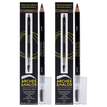 Precision Brow Shaping Pencil - Auburn by Arches and Halos for Women - 0.070 oz Eyebrow Pencil - Pack of 2
