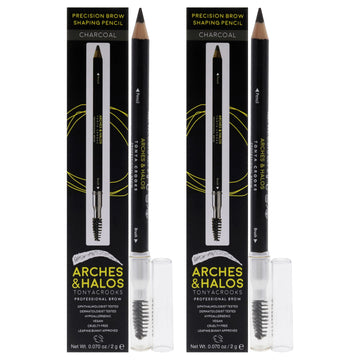 Precision Brow Shaping Pencil - Charcoal by Arches and Halos for Women - 0.070 oz Eyebrow Pencil - Pack of 2