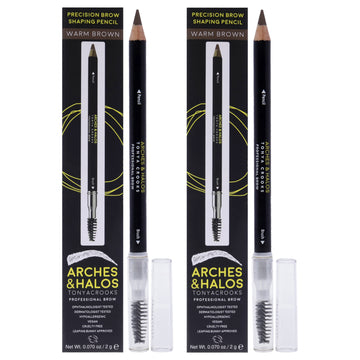 Precision Brow Shaping Pencil - Warm Brown by Arches and Halos for Women - 0.070 oz Eyebrow Pencil - Pack of 2