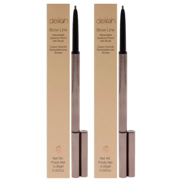 Brow Line Retractable Eyebrow Pencil With Brush - Ash by Delilah for Women - 0.002 oz Eyebrow - Pack of 2