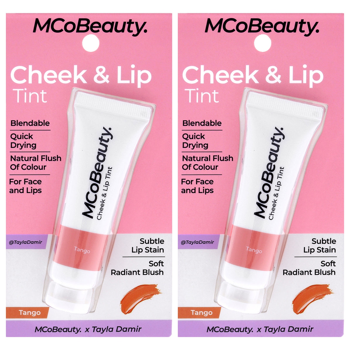 Cheek and Lip Tint - Tango by MCoBeauty for Women - 0.34 oz Makeup - Pack of 2