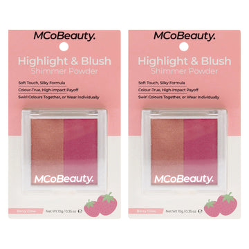Highlight and Blush - Berry Rush by MCoBeauty for Women -0.35 oz Makeup - Pack of 2