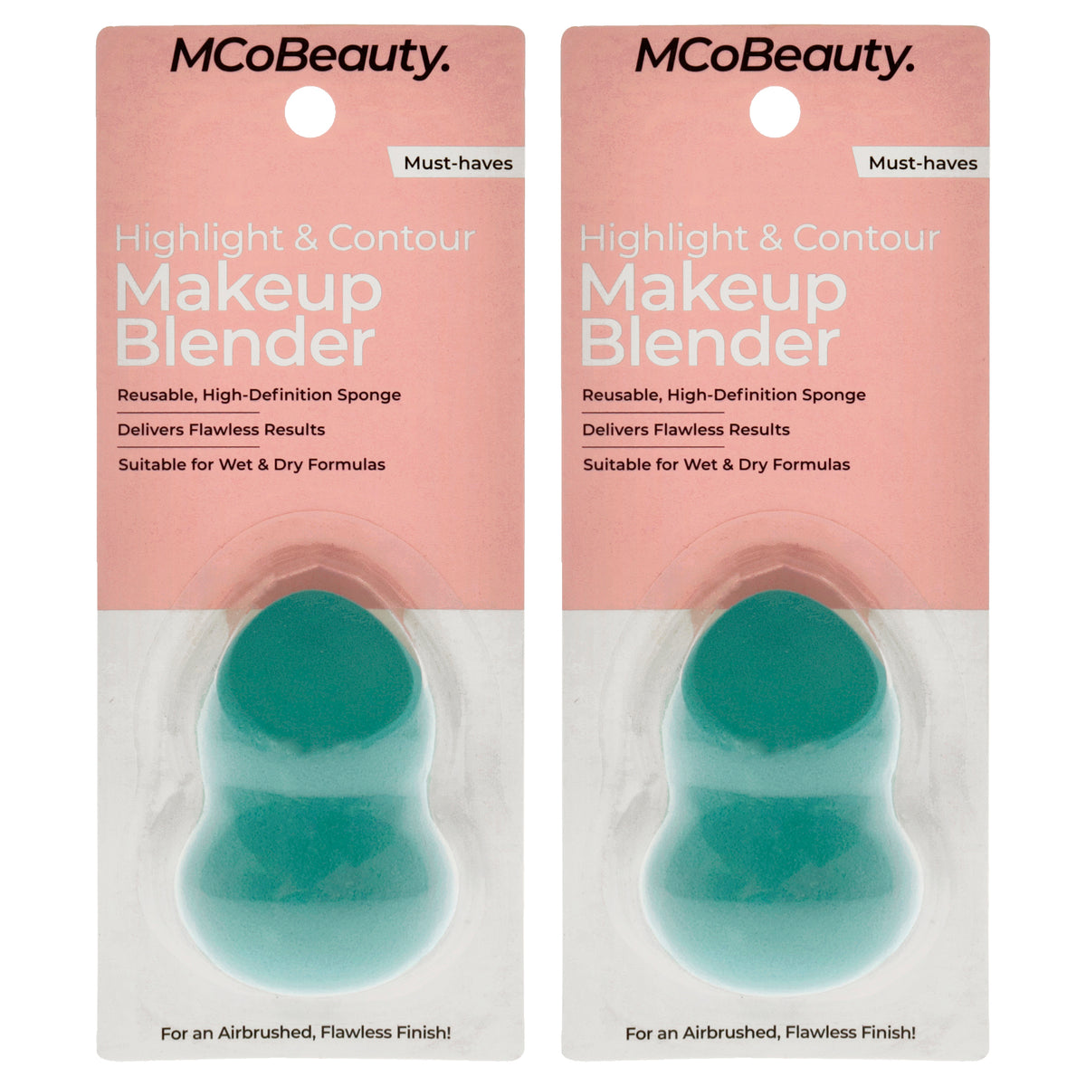 Highlight and Contour Makeup Blender by MCoBeauty for Women - 1 Pc Sponge - Pack of 2