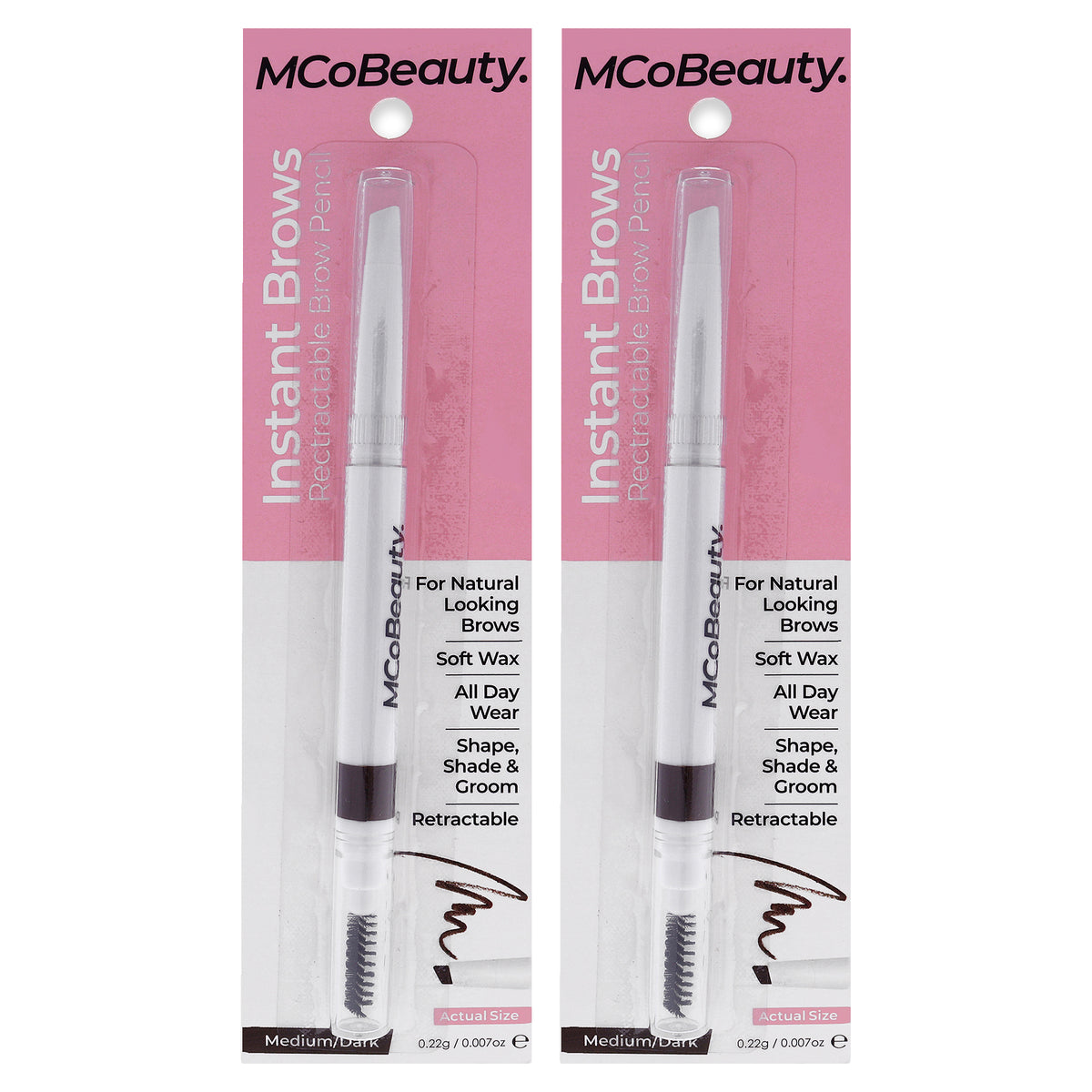 Instant Brows Pencil - Medium-Dark by MCoBeauty for Women - 0.007 oz Eyebrow - Pack of 2