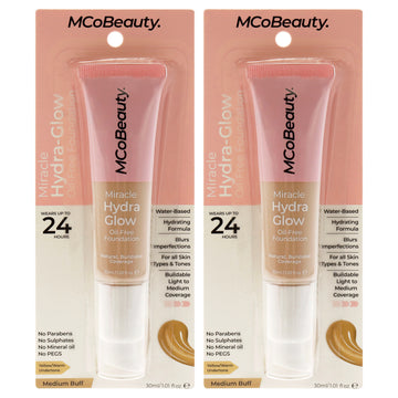 Miracle Hydra Glow Oil-Free Foundation - Medium Buff by MCoBeauty for Women - 1 oz Foundation - Pack of 2
