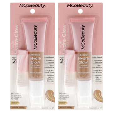 Miracle Hydra Glow Oil-Free Foundation - Natural Honey by MCoBeauty for Women - 1 oz Foundation - Pack of 2