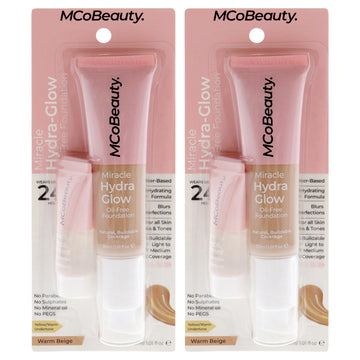 Miracle Hydra Glow Oil-Free Foundation - Warm Beige by MCoBeauty for Women - 1 oz Foundation - Pack of 2