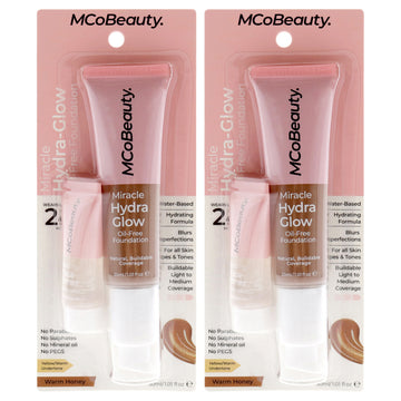 Miracle Hydra Glow Oil-Free Foundation - Warm Honey by MCoBeauty for Women - 1 oz Foundation - Pack of 2