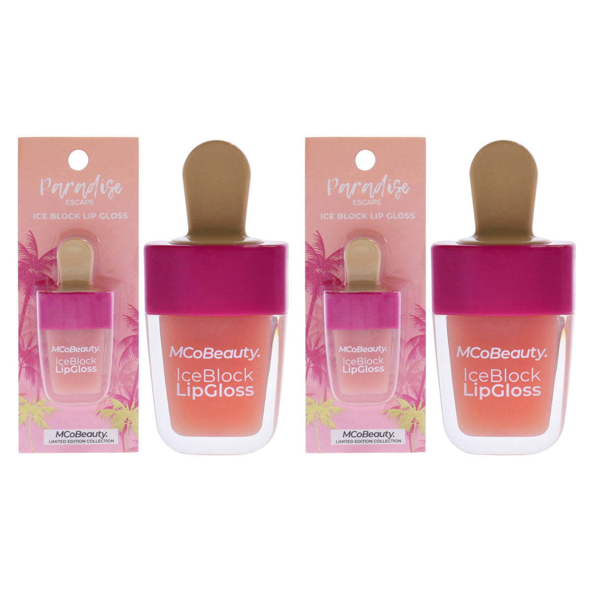 Paradise Escape Ice Block Lip Gloss - Mimosa by MCoBeauty for Women - 0.185 oz Lip Gloss - Pack of 2