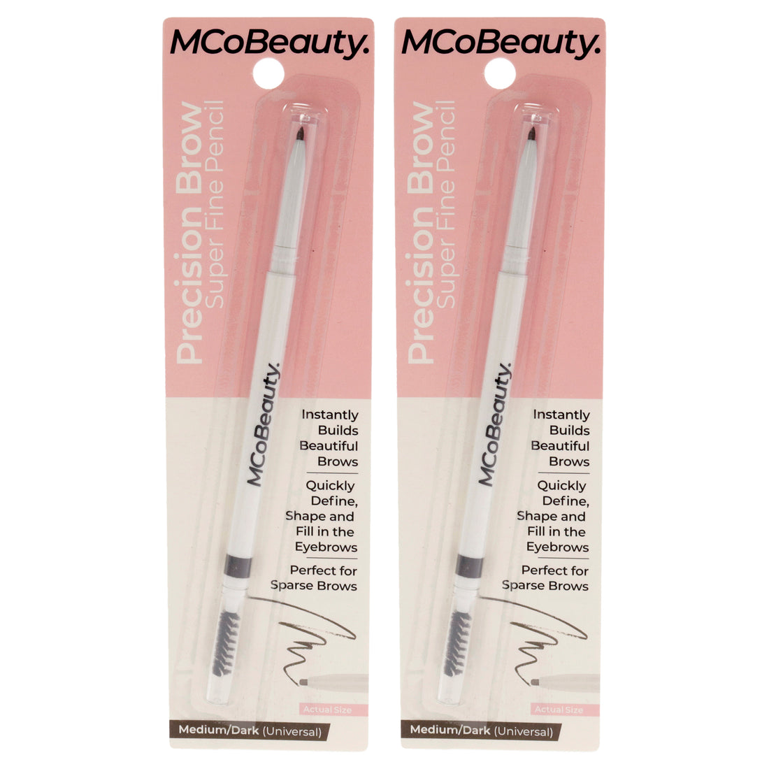 Precision Brow Super Fine Pencil - Medium Dark by MCoBeauty for Women - 0.007 oz Eyebrow - Pack of 2