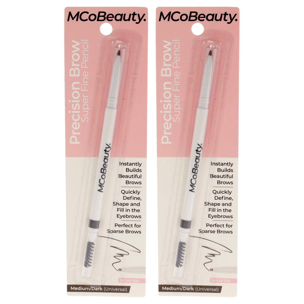 Precision Brow Super Fine Pencil - Medium Dark by MCoBeauty for Women - 0.007 oz Eyebrow - Pack of 2