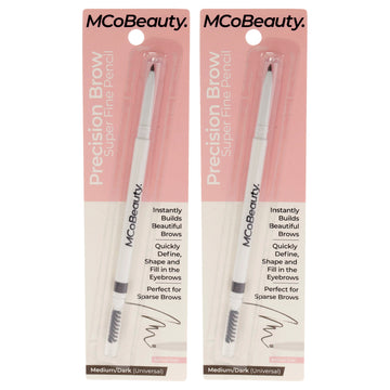 Precision Brow Super Fine Pencil - Medium Dark by MCoBeauty for Women - 0.007 oz Eyebrow - Pack of 2