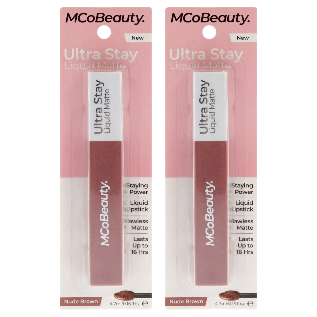 Ultra Stay Matte Liquid Lipstick - Nude Brown by MCoBeauty for Women - 0.16 oz Lipstick - Pack of 2