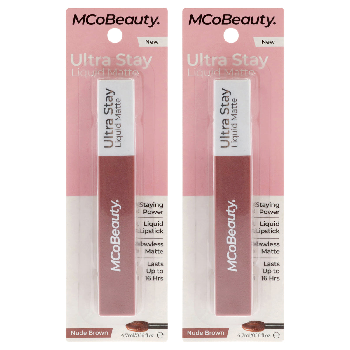 Ultra Stay Matte Liquid Lipstick - Nude Brown by MCoBeauty for Women - 0.16 oz Lipstick - Pack of 2
