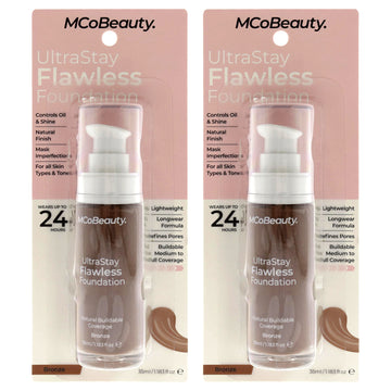 UltraStay Flawless Foundation - Bronze by MCoBeauty for Women - 1.18 oz Foundation - Pack of 2
