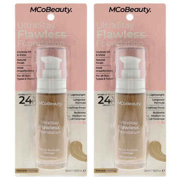 UltraStay Flawless Foundation - Natural Honey by MCoBeauty for Women - 1.18 oz Foundation - Pack of 2