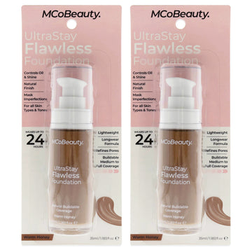 UltraStay Flawless Foundation - Warm Honey by MCoBeauty for Women - 1.18 oz Foundation - Pack of 2