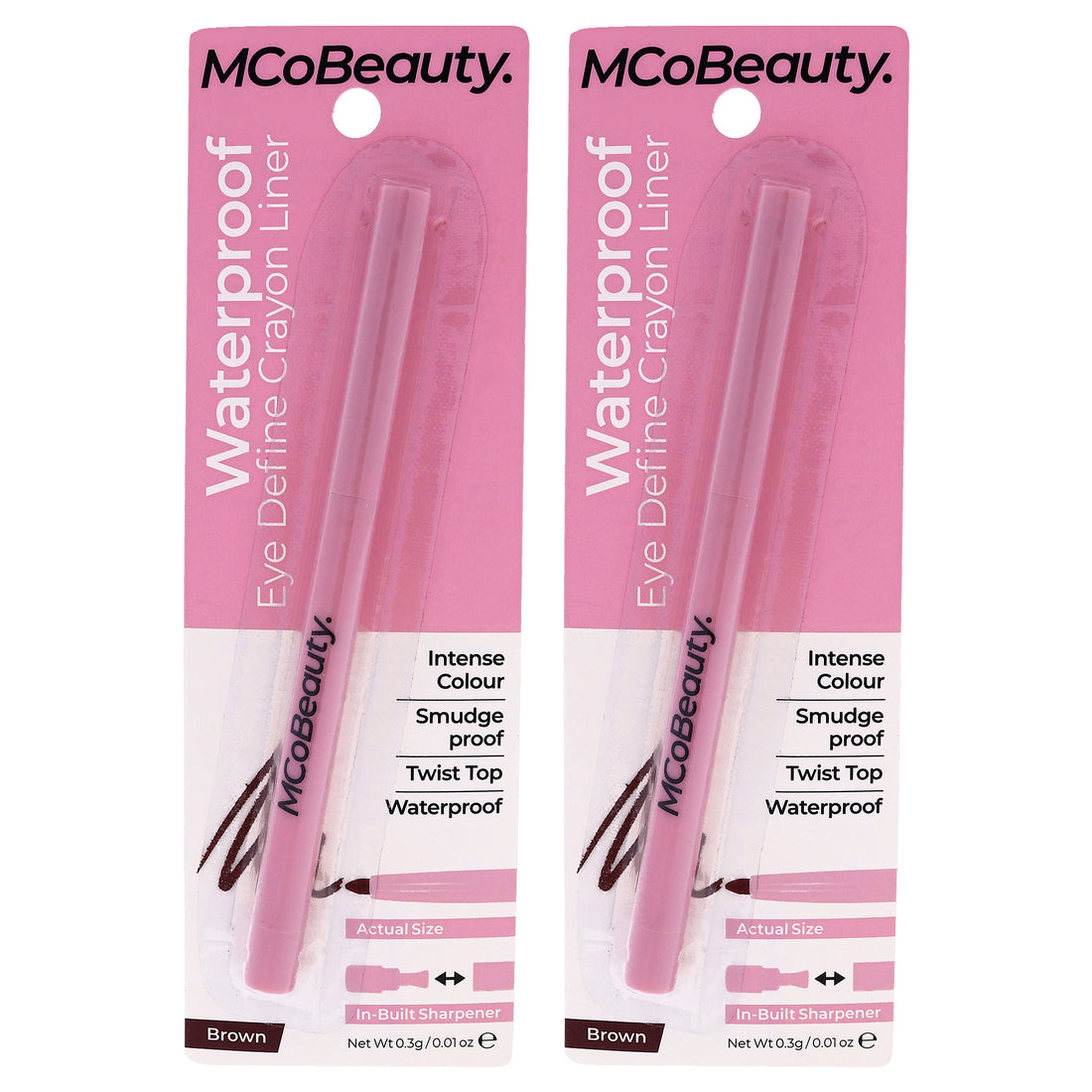 Waterproof Eye Define Crayon Liner - Brow by MCoBeauty for Women - 0.01 oz Eyeliner - Pack of 2