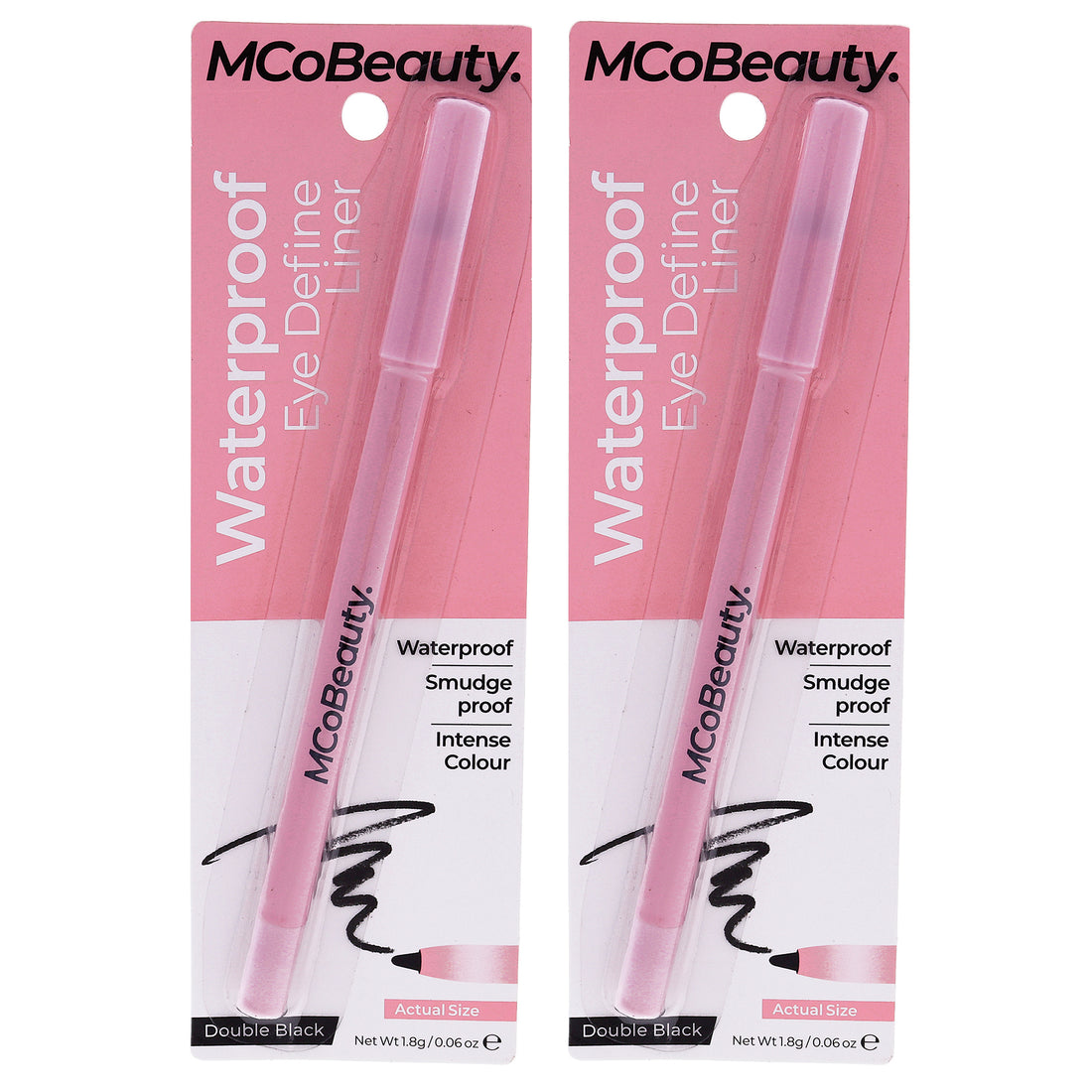 Waterproof Eye Define Liner - Double Black by MCoBeauty for Women - 0.06 oz Eyeliner - Pack of 2