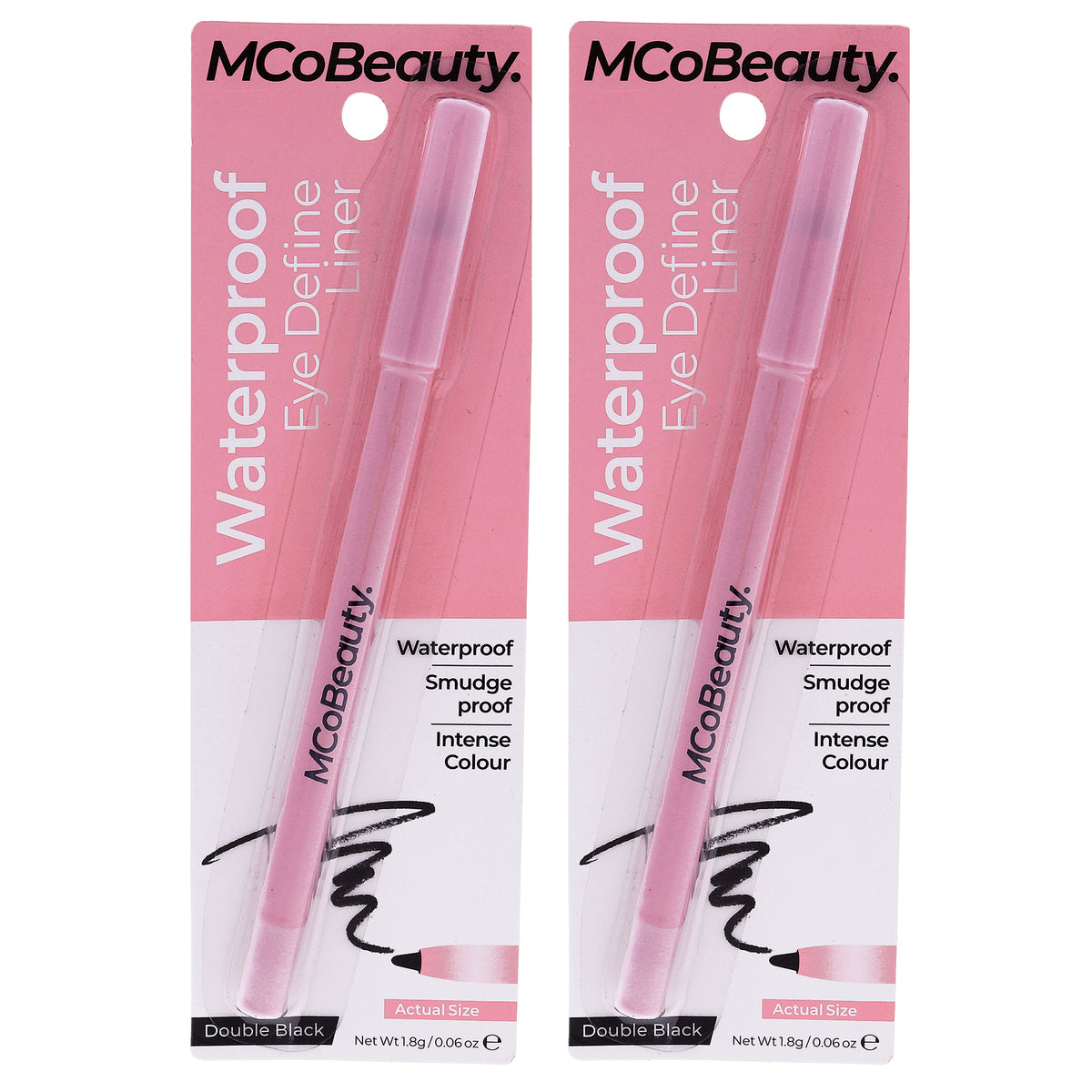 Waterproof Eye Define Liner - Double Black by MCoBeauty for Women - 0.06 oz Eyeliner - Pack of 2